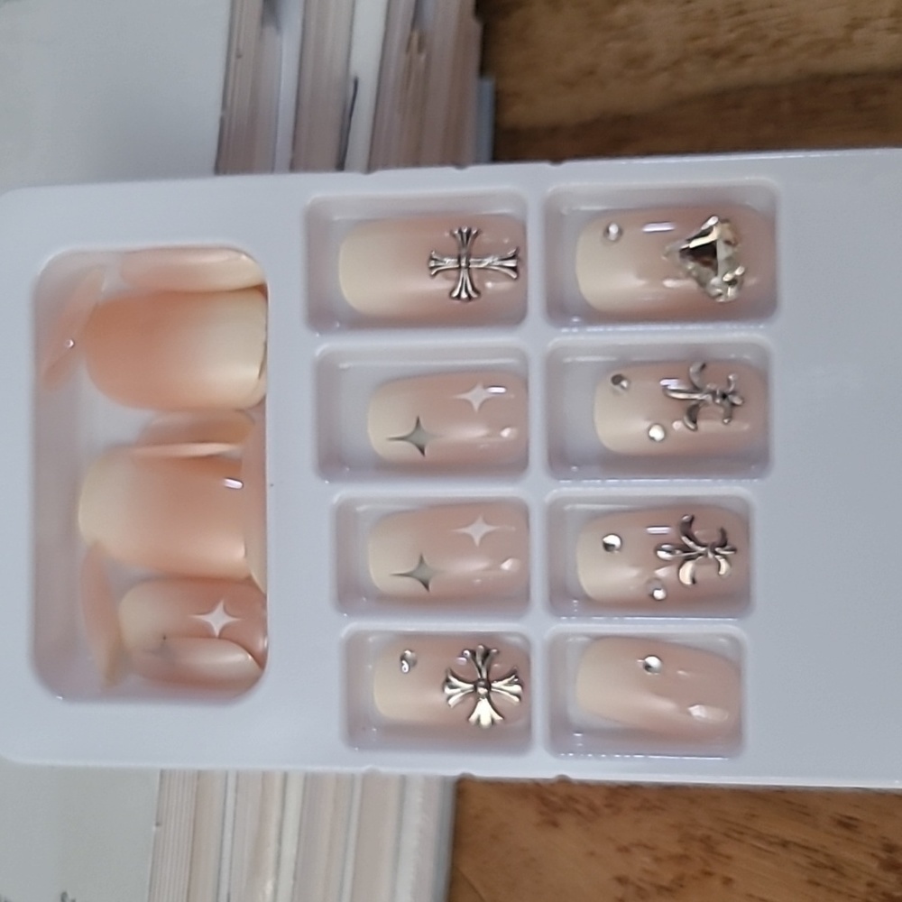 2/$16 3D Rhinestone Cross Press on Nails